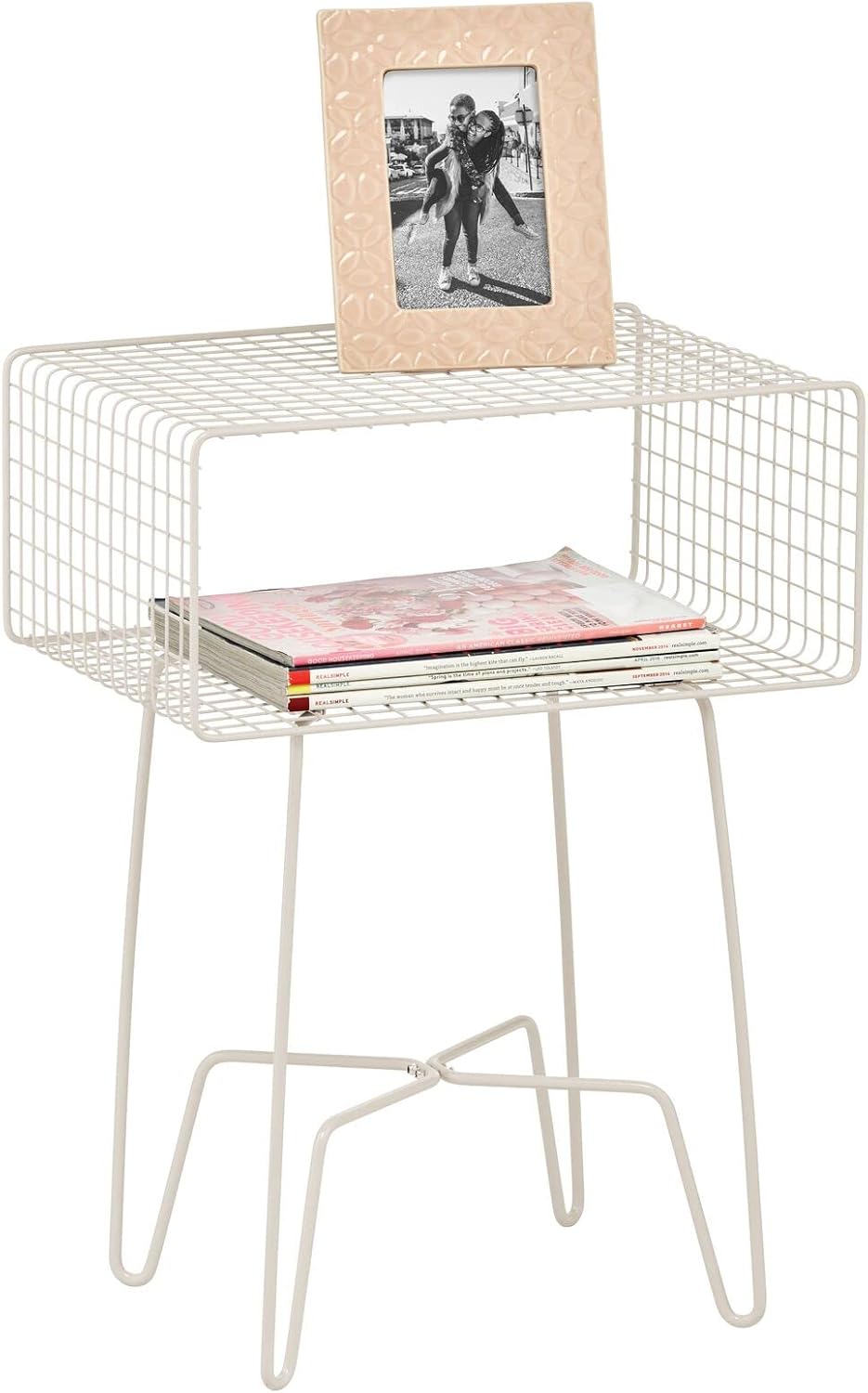 Bronze 2-Tier Metal End Table with Storage Shelf W35823