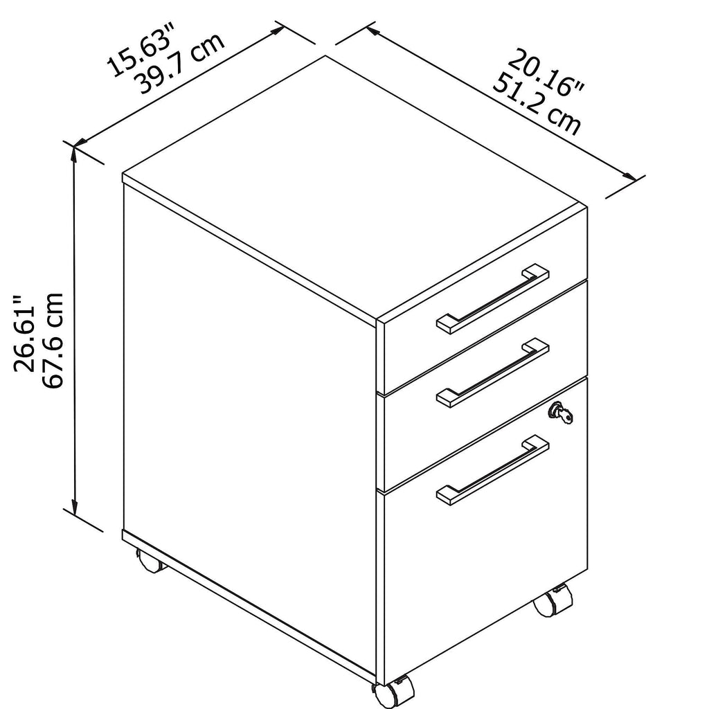 3 Drawer Mobile File Cabinet, Storm Gray E14558