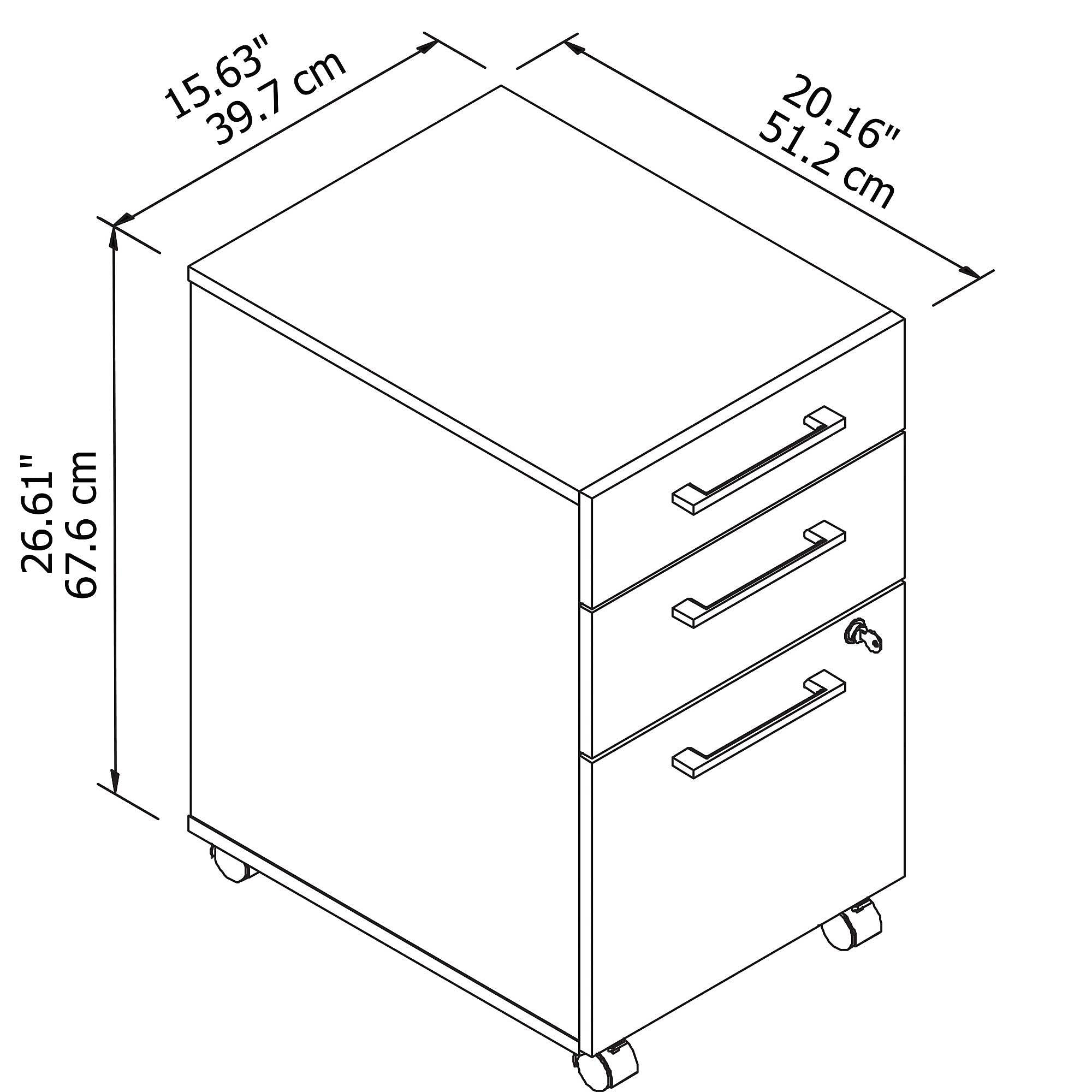 3 Drawer Mobile File Cabinet, Storm Gray E14558