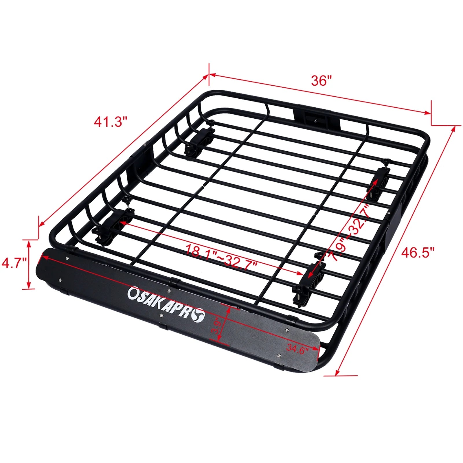 Black Steel Rooftop Cargo Carrier Basket M10940