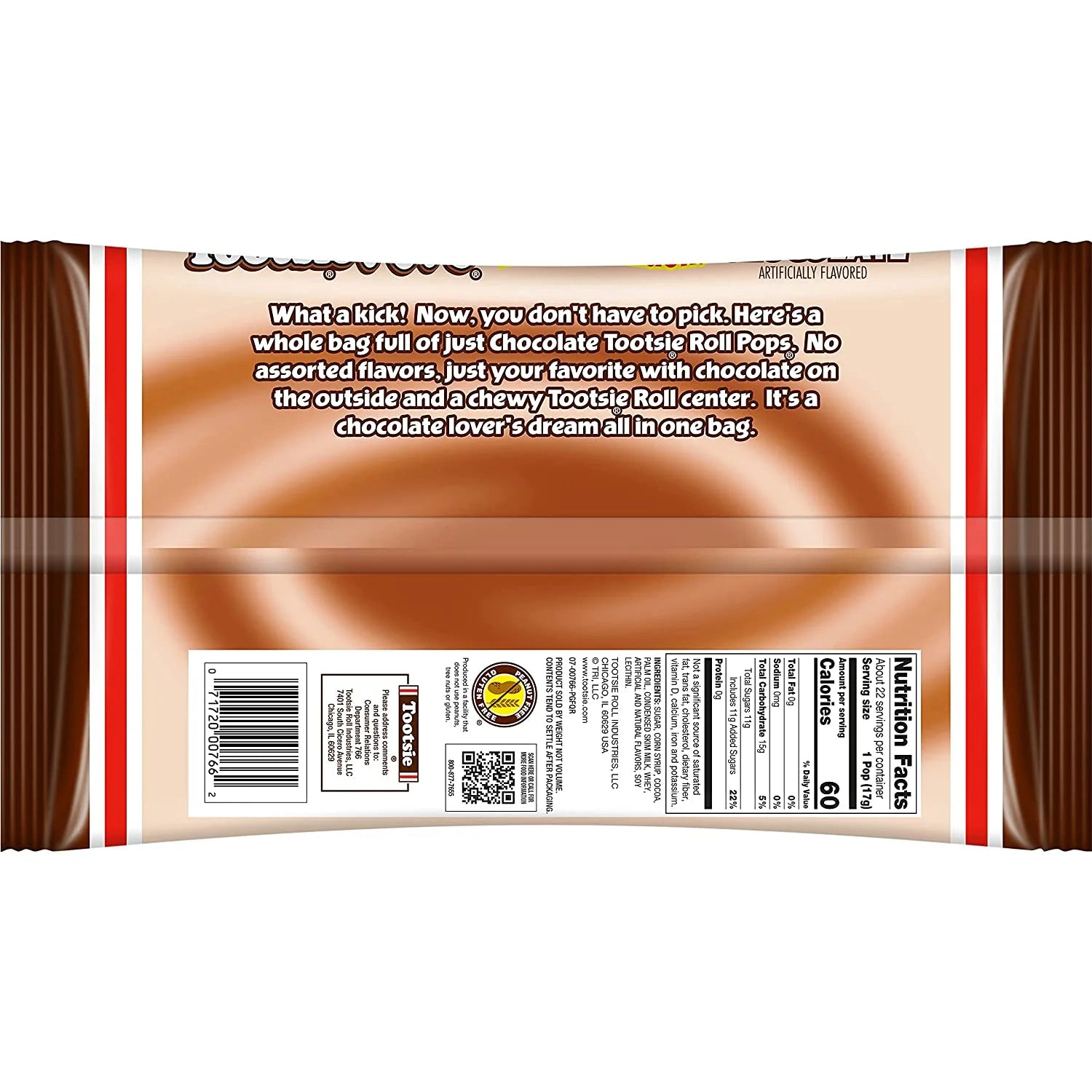 Chocolate Flavor Lollipop, 13.2 Ounce Bag X982017