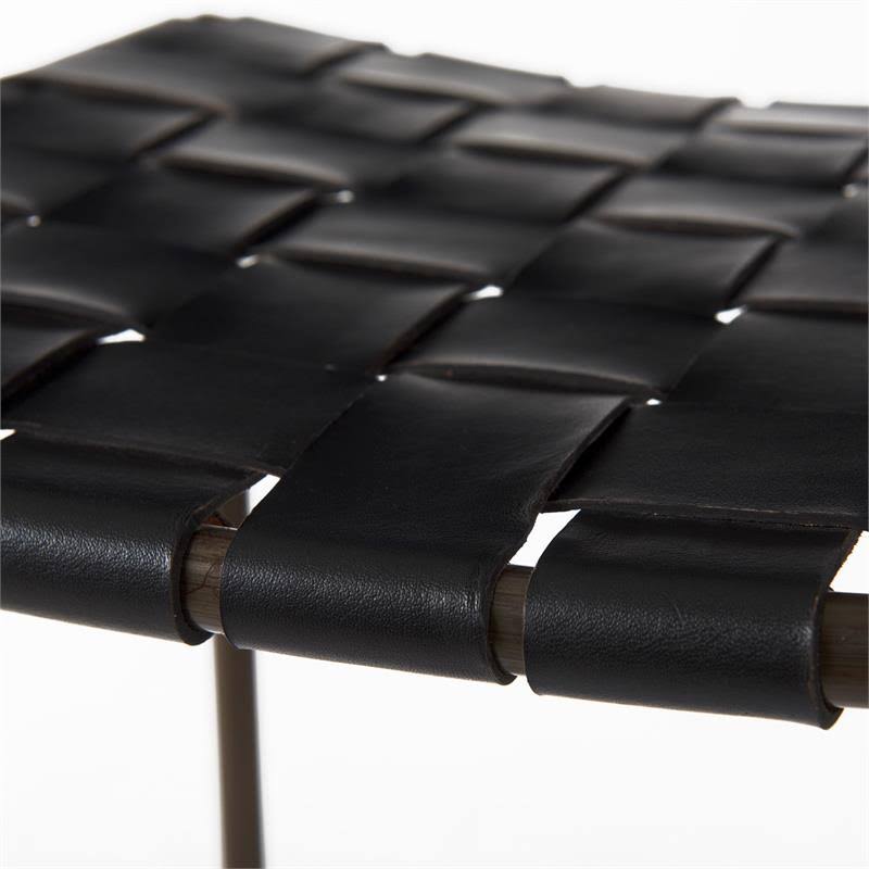 Black Woven Leather Seat Bar Stool Y704269