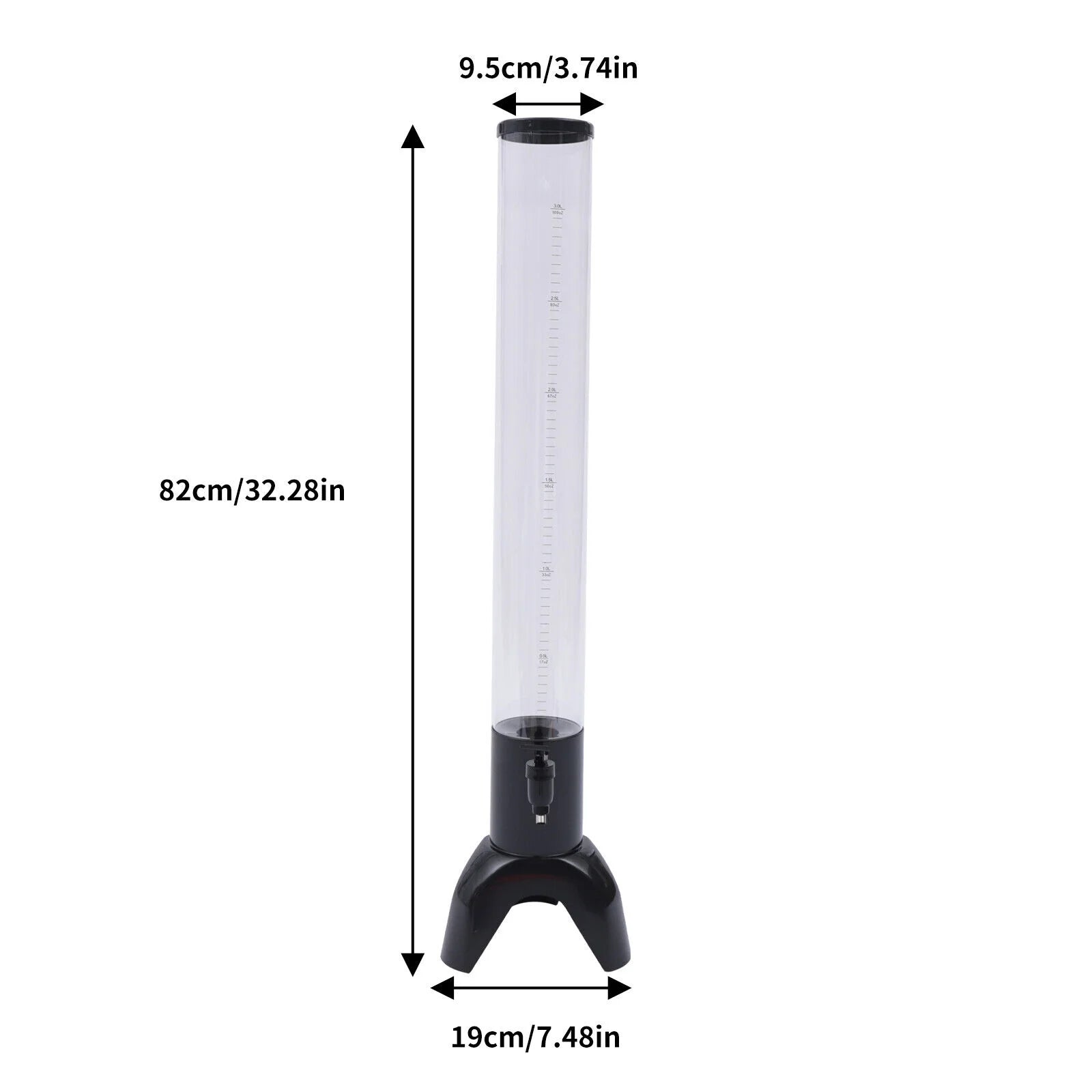 Clear 3L Beer Tower Beverage Dispenser with Ice Tube H37759