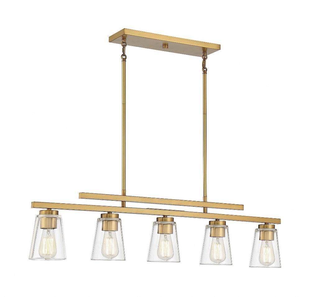 Matte Black 5-Light Linear Chandelier B3105