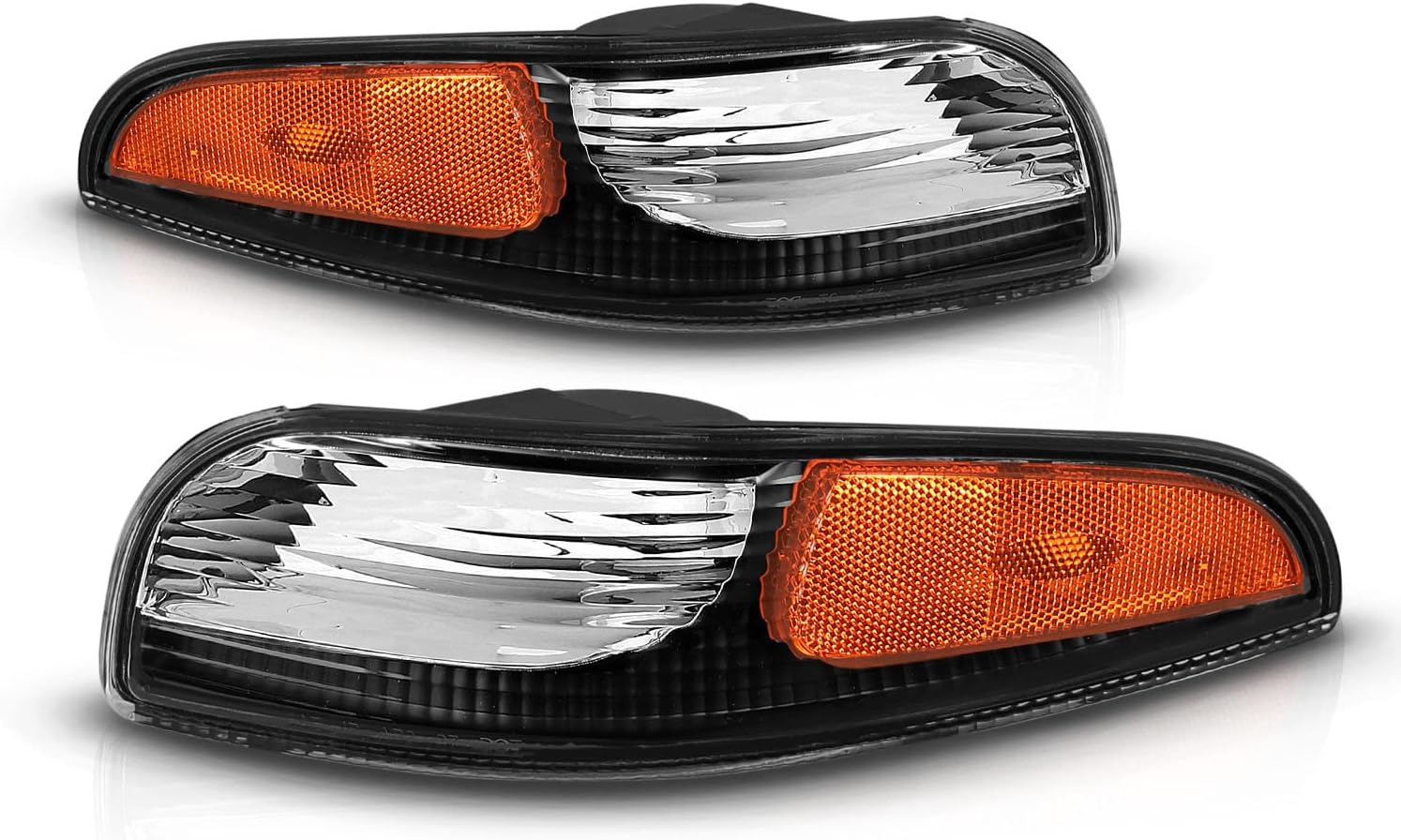 Black Replacement Bumper Parking Turn Signal Lights Set of 2 U1557