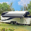 White Manual Modular Retractable RV Awning Full Set Assemblies 15x8 Ft Ocean Blue Y806