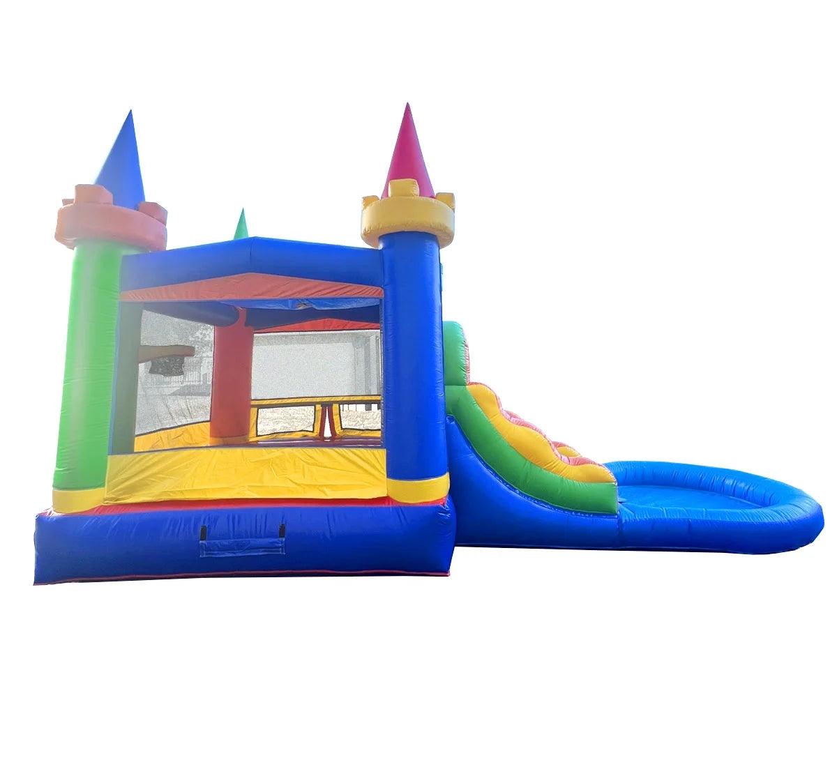 Modular Rainbow Dual Slide Bounce House with Splash Pool V996