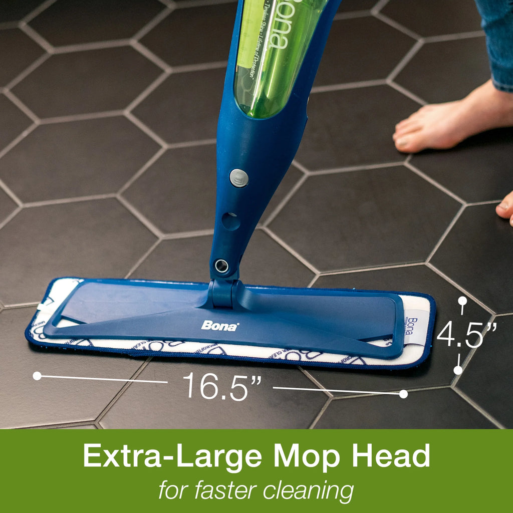 Floor Spray Mop with Reusable Microfiber Pad and Refillable Multi Surface Floor Cleaner Liquid Z517917