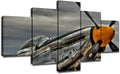 5 Panel Canvas Prints Wall Art Military Aircraft Airplane Pictures Frame Wall Decor H445