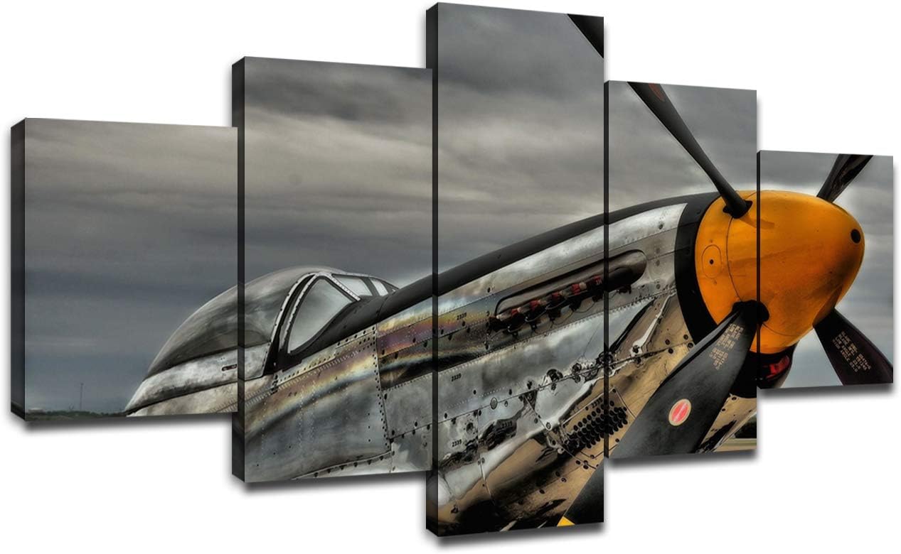 5 Panel Canvas Prints Wall Art Military Aircraft Airplane Pictures Frame Wall Decor H445