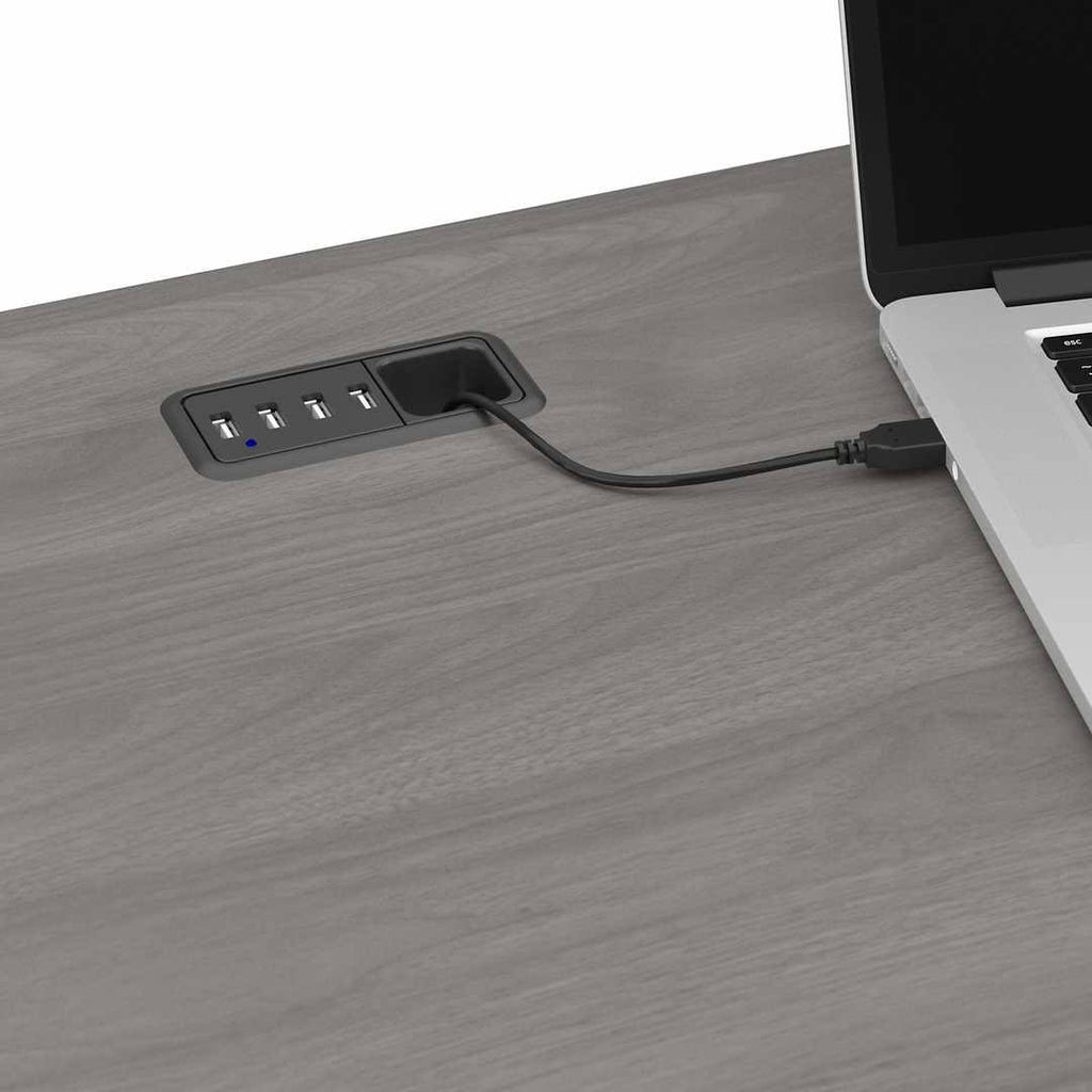 60W Ash Gray L Shaped Computer Desk N79162