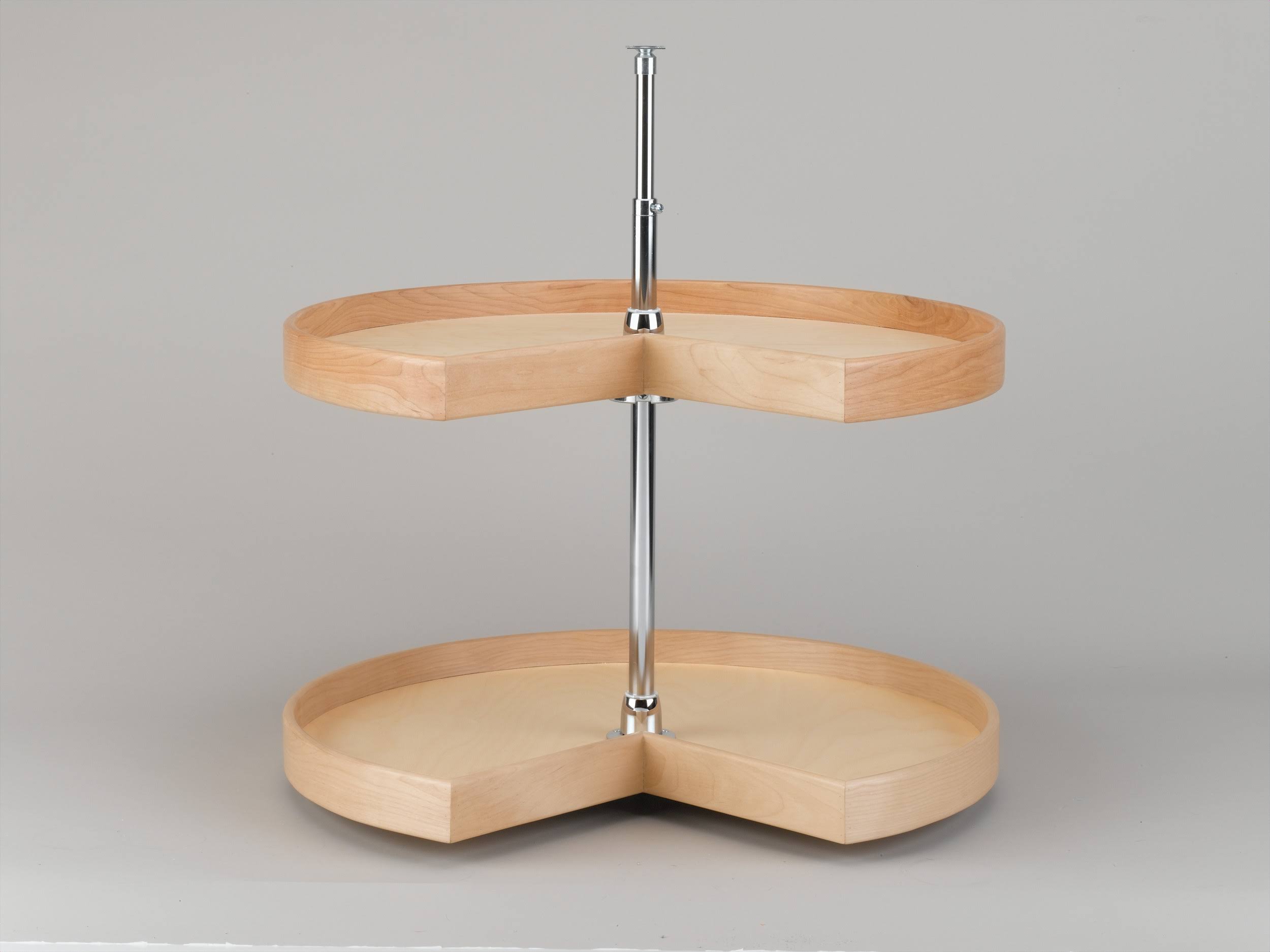 28x22 Natural Wood Kidney Lazy Susan 2-Shelf Q50504