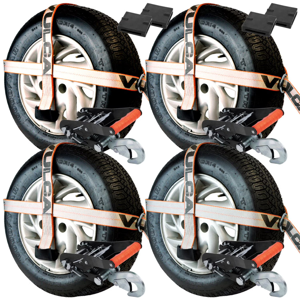 Car Tie Downs - Snap Hook - Adjustable Loop - 4 Pack - 3300 Lbs SWL O66392