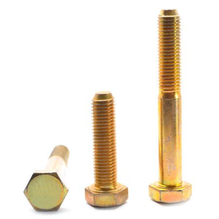 5/8 inch-11 x 3 1/2 inch Coarse Thread Grade 5 Hex Cap Screw Medium Carbon Steel Yellow Zinc Plated Pk 100 K2054