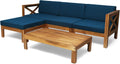 Teak Finish Dark Teal Outdoor Acacia Wood 5 Piece Sofa Set F673