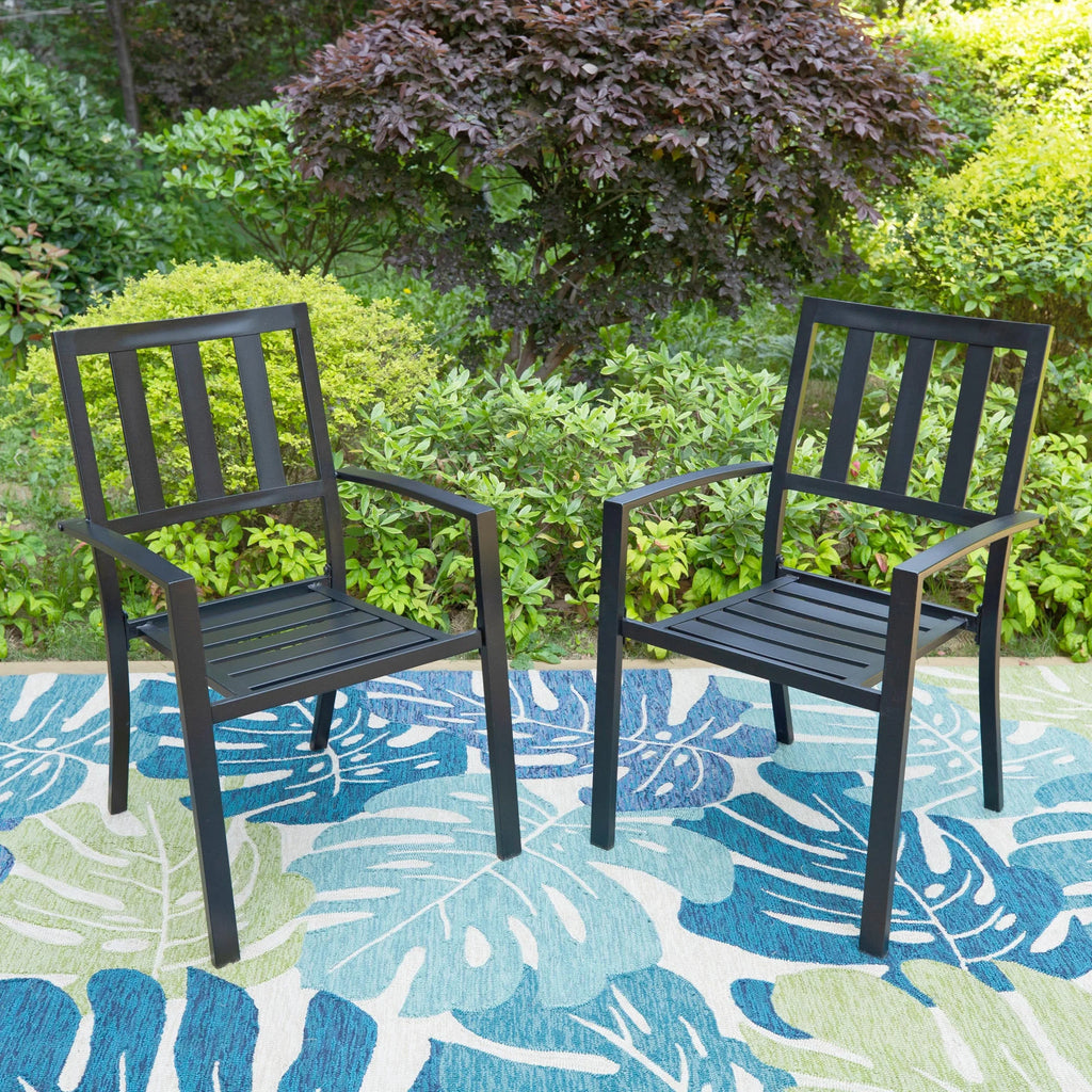 Black Metal Patio Dining Chairs, Set of 2 K166591