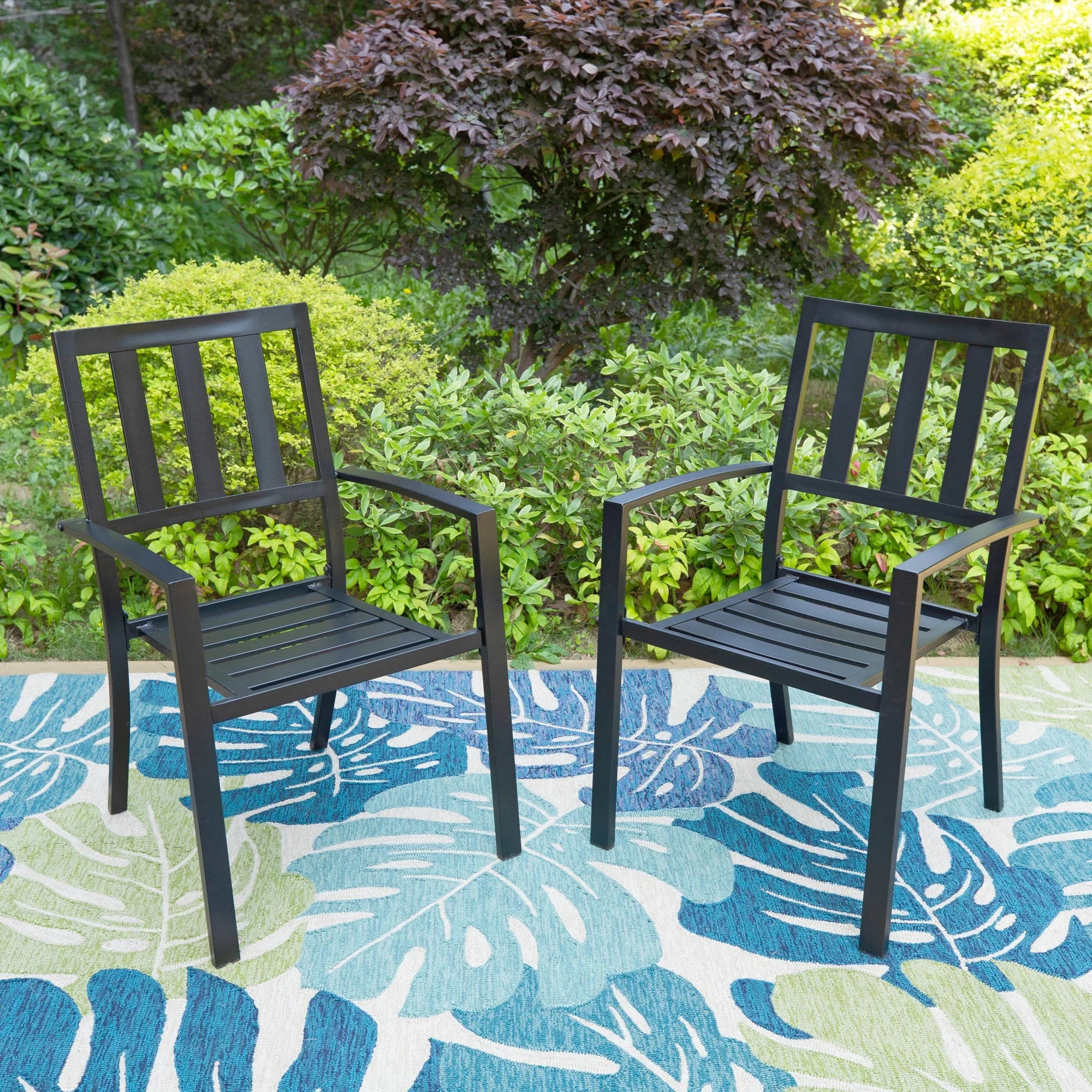 Black Metal Patio Dining Chairs, Set of 2 K166591