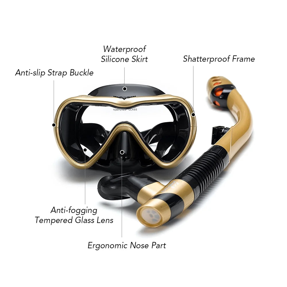 Snorkel Set with Snorkeling Goggles and Dry Snorkel Tube F80925