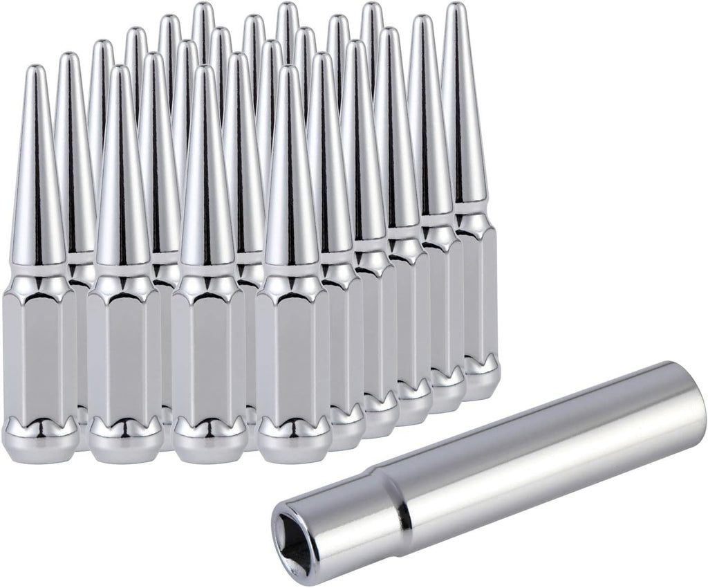 M14x1.5 Spike Lug Nuts with Cone Seat, Black, Set of 32 C403
