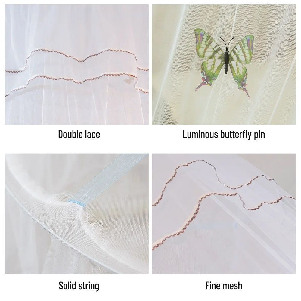 White Dome Bed Canopy Fine Mesh Net Lace Curtain X8087