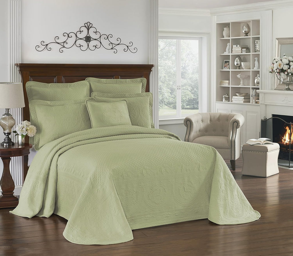 Ivory King Floral Matelasse Bed Spread O3258