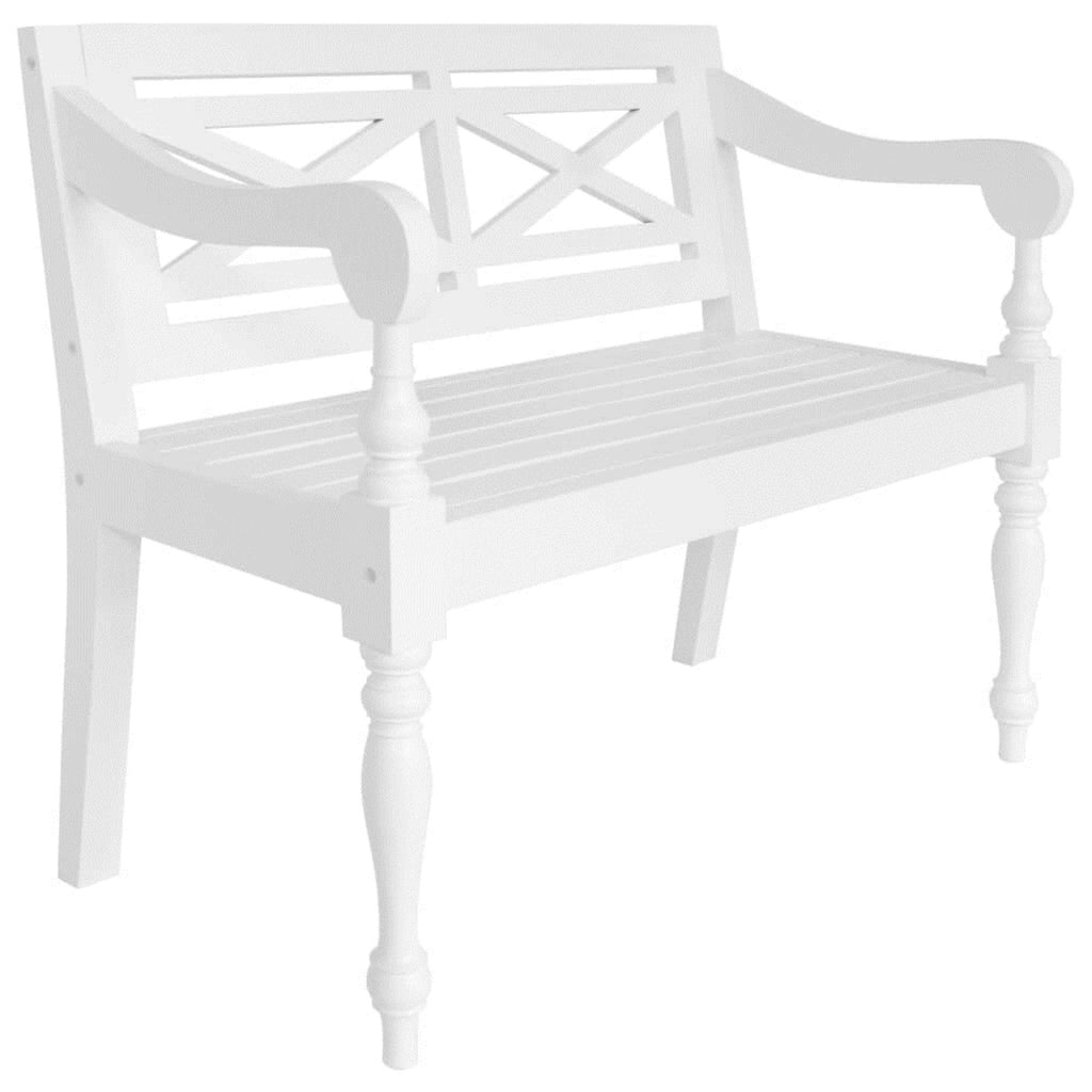 Solid Mahogany Wood White Bench K439350