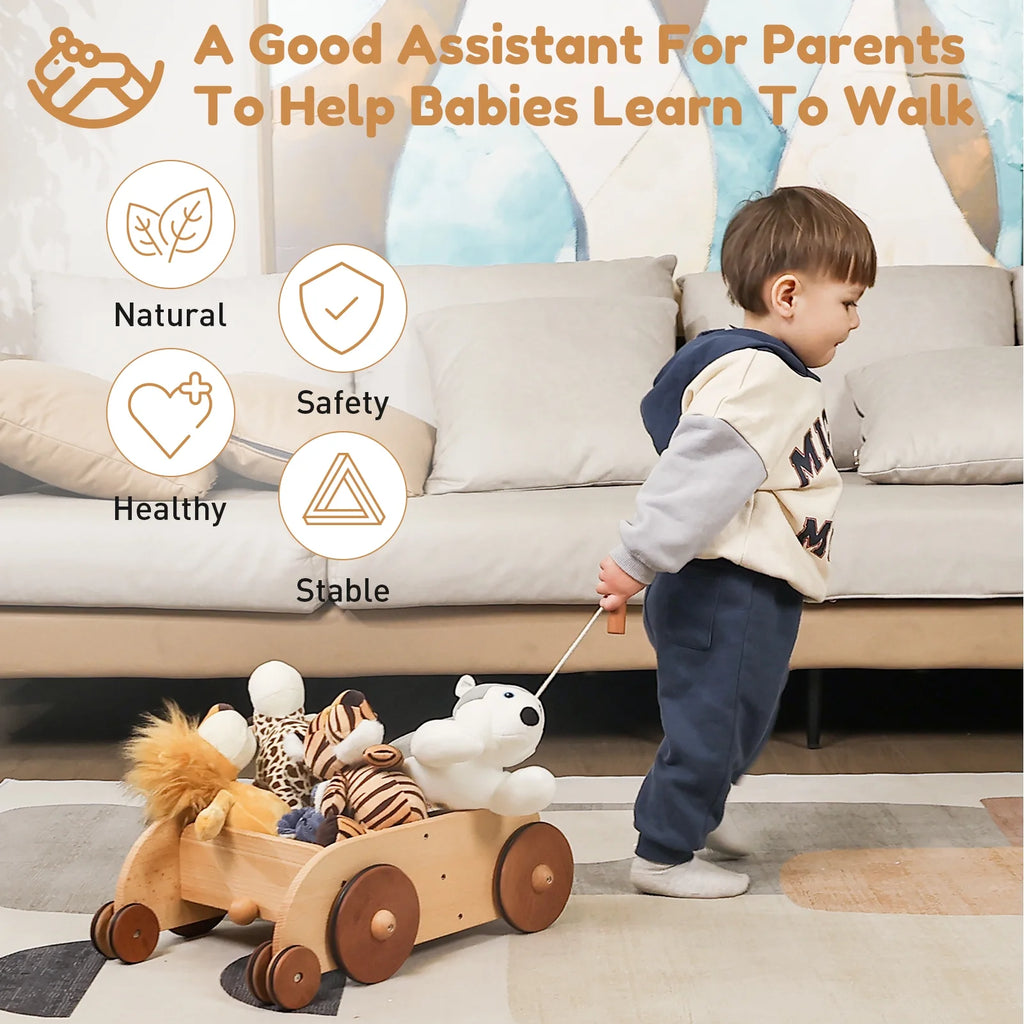 Wooden Baby Walker Push and Pull Toy Wagon Q165683