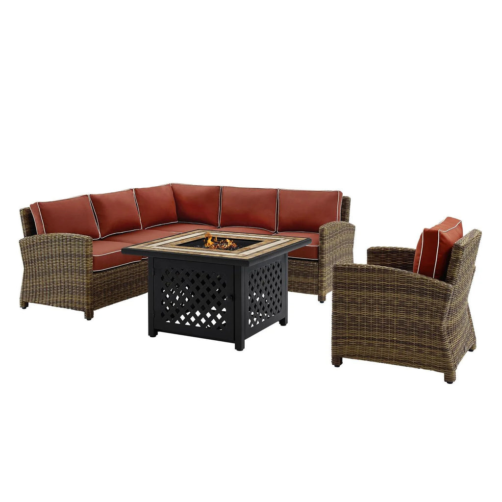 5Pc Outdoor Wicker Sectional Set with Glass Top Coffee Table S111476