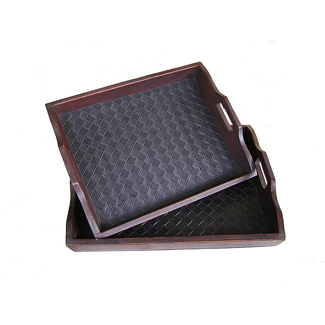 Solid Cedar Wood Serving Tray Set K478464
