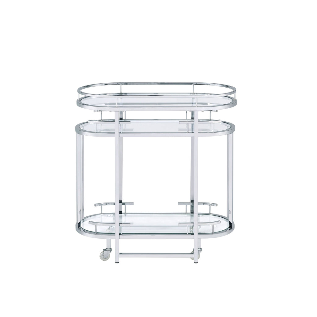 Clear Glass Serving Cart with Chrome Finish H213757
