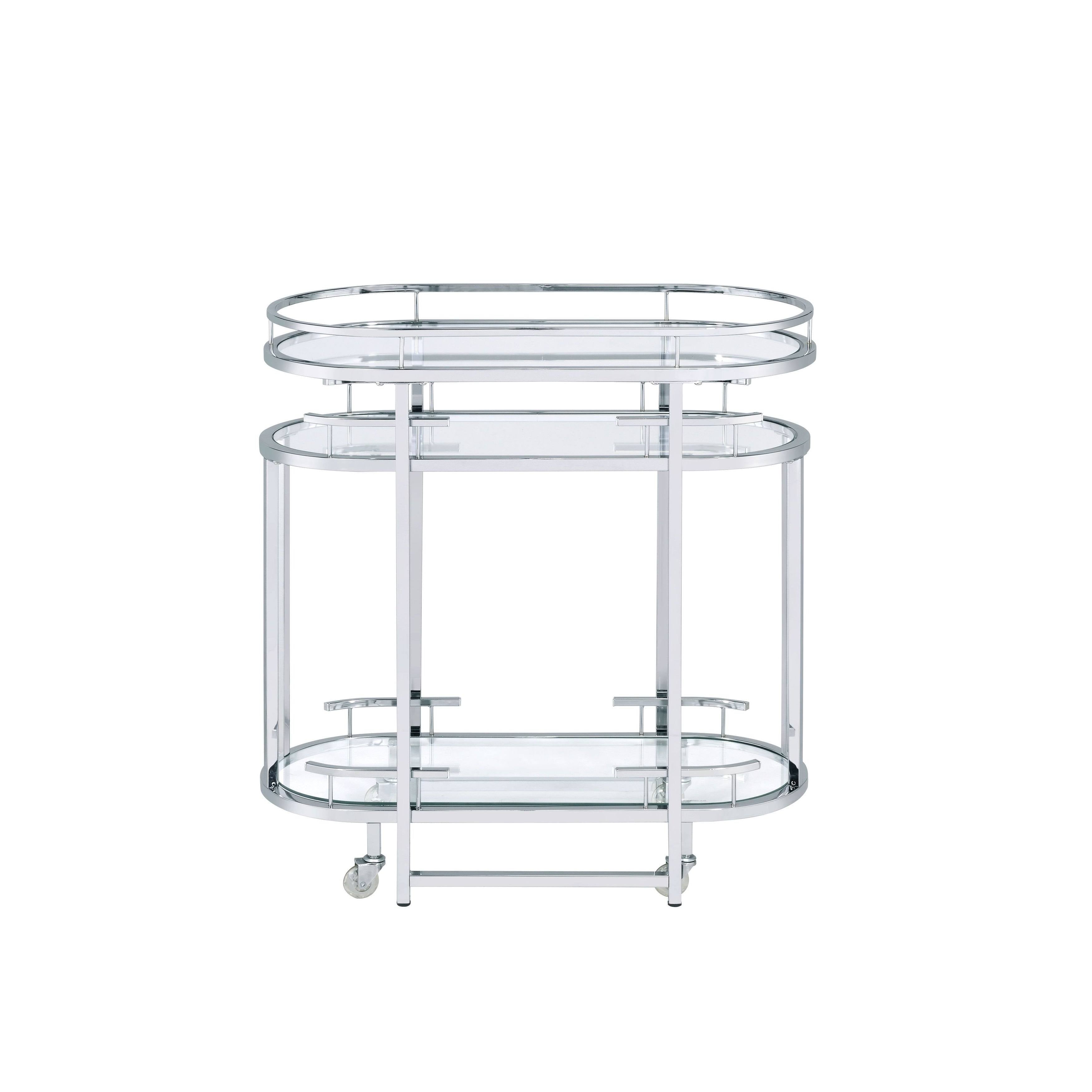 Clear Glass Serving Cart with Chrome Finish H213757