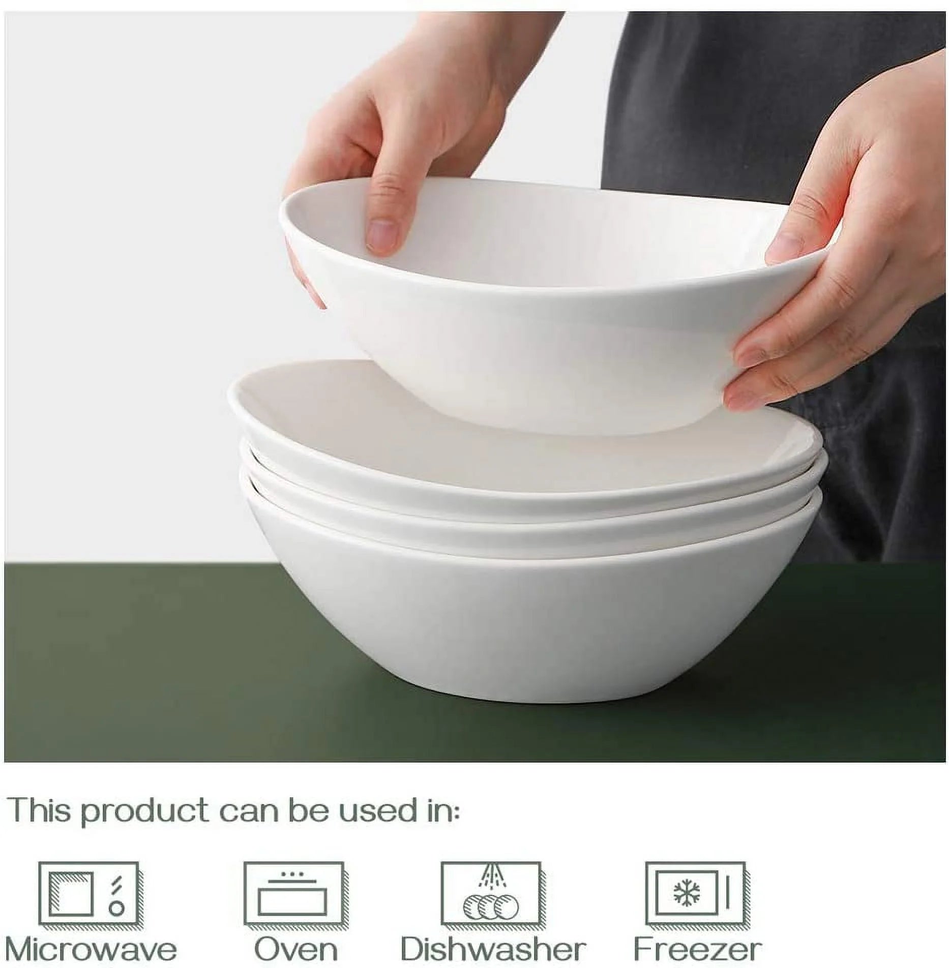 White 36 Ounce Porcelain Serving Bowls, Set of 4 U8052
