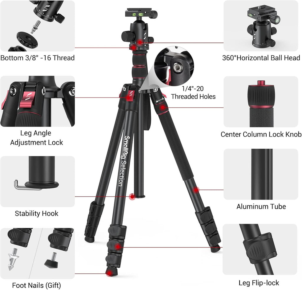 Aluminum Camera Tripod Monopod, Foldable, 360 Degree Ball Head, Quick Release Plate, Payload 33lb, Height 18.5 to 78, Pack of 2 I8034