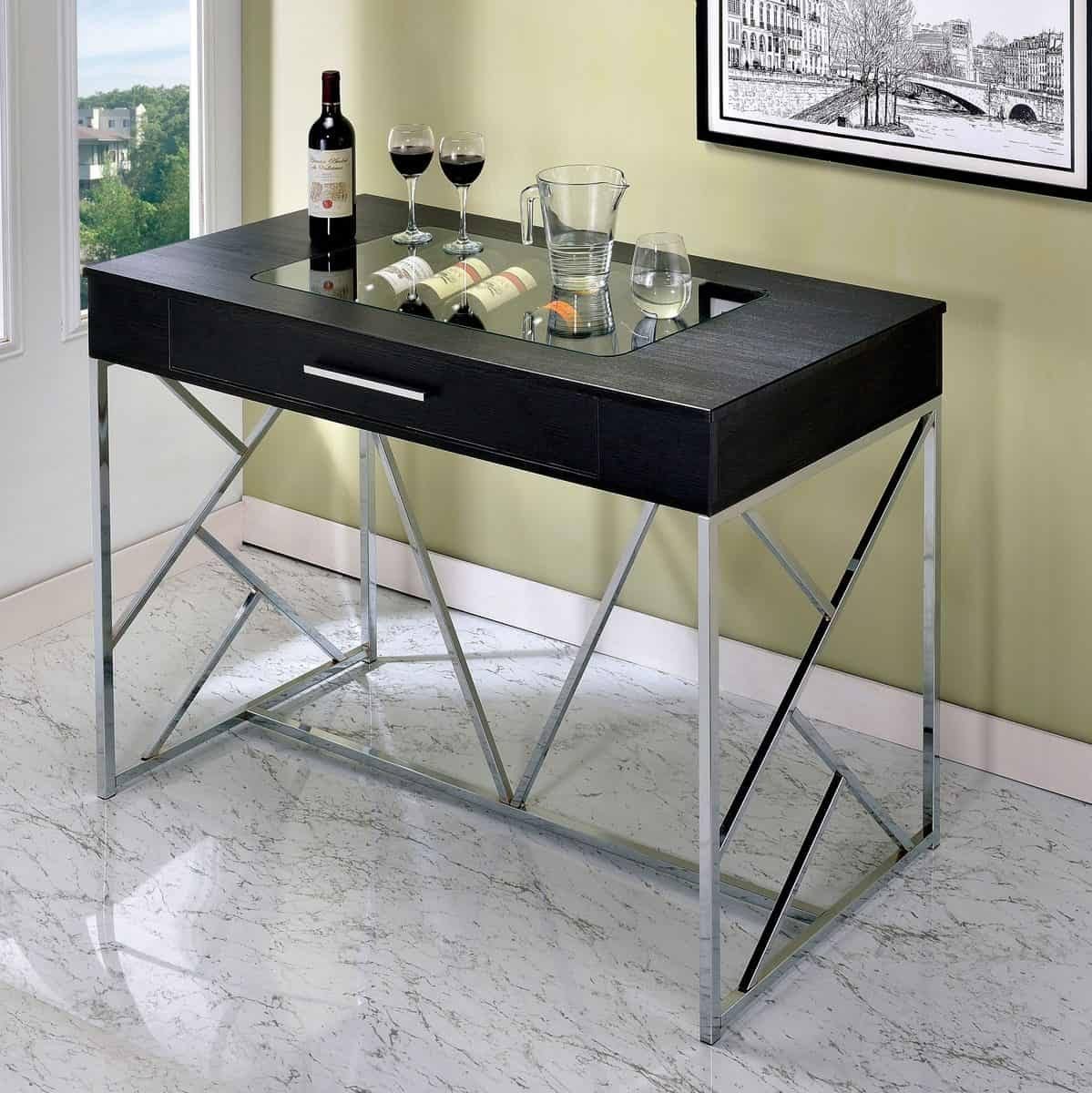 Counter Height Table in Chrome and Black M51225