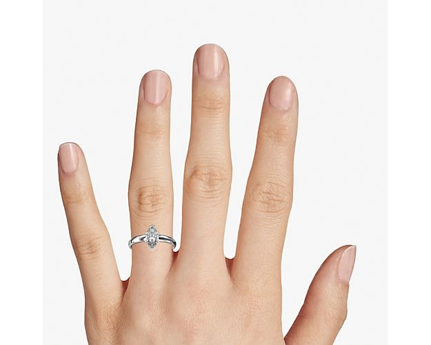 14K White Gold Marquise Cut Diamond Solitaire Ring D837468