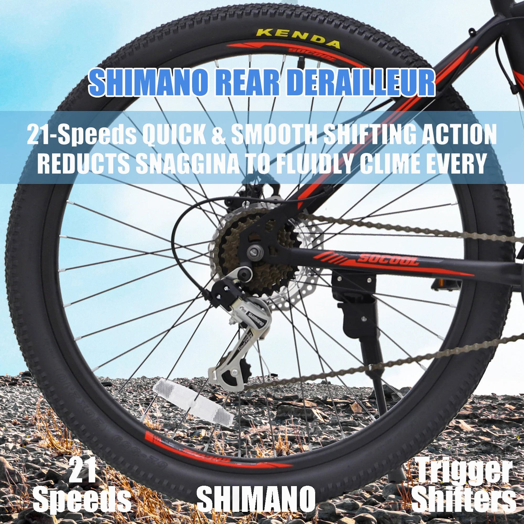 Full-Suspension Mountain Bike, Shimano 21 Speed, 26 Inch Wheel, Black White Green Stripes M36241