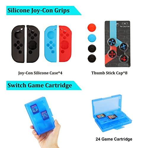 23 in 1 Carrying Case with Steering Wheels Screen Protectors Charging Dock Grips Caps I764