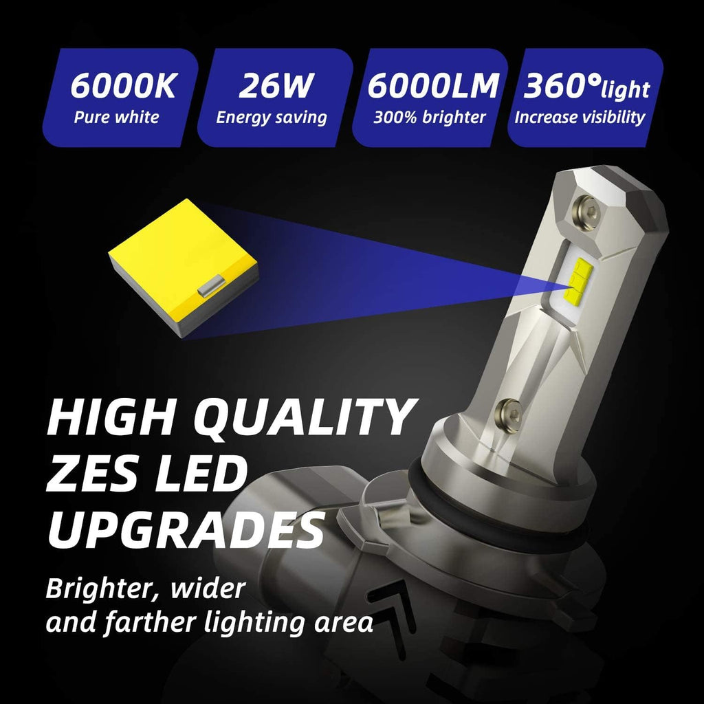9006 LED Headlight Bulb HB4, 12000LM 6000K Super Bright White, Pack of 2 B991