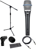 Cardioid Condenser Microphone Bundle with Mic Stand, 25ft XLR Cable, and Wind Screen C808261