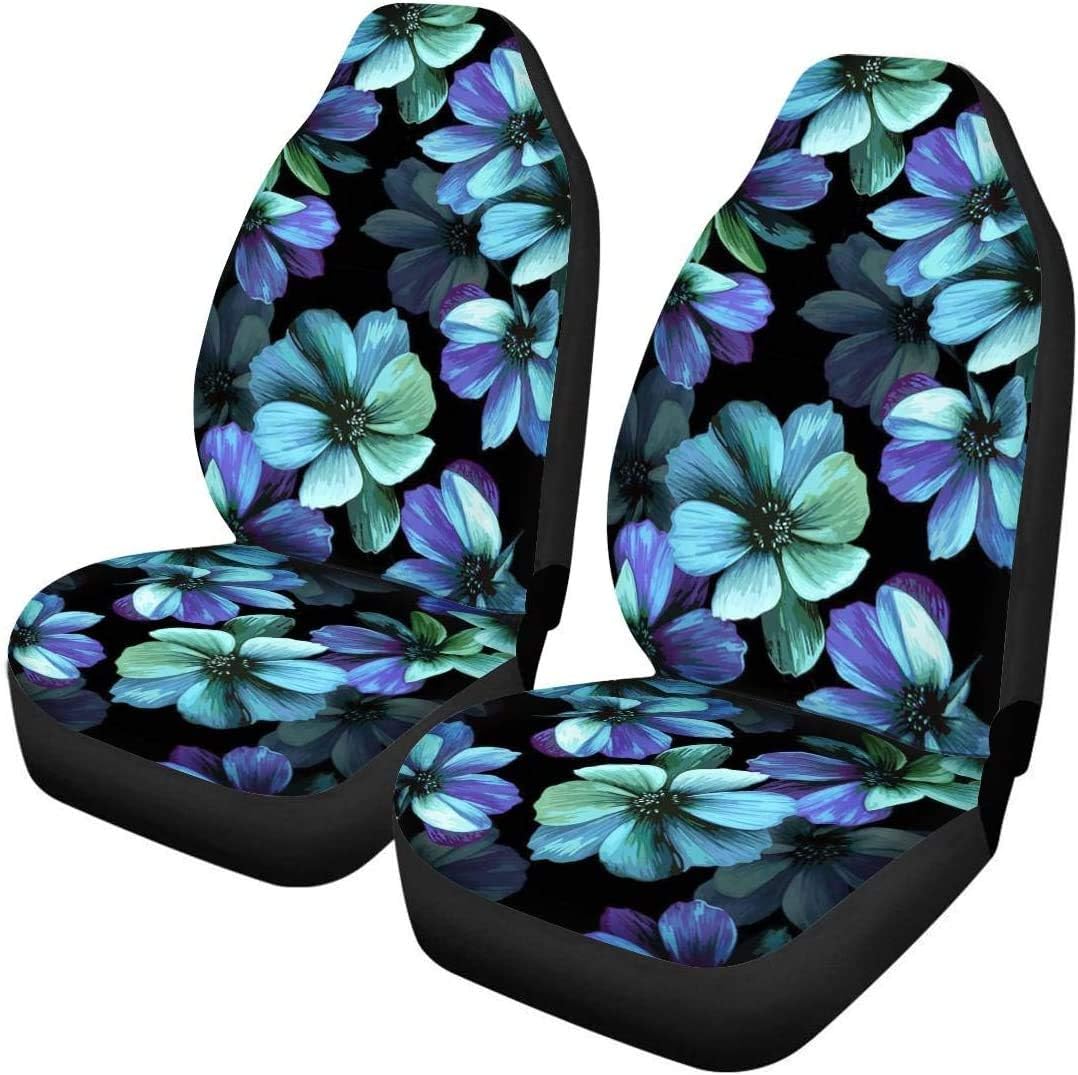 Set of 2 Brown Cow Fur Print Car Seat Covers U8962