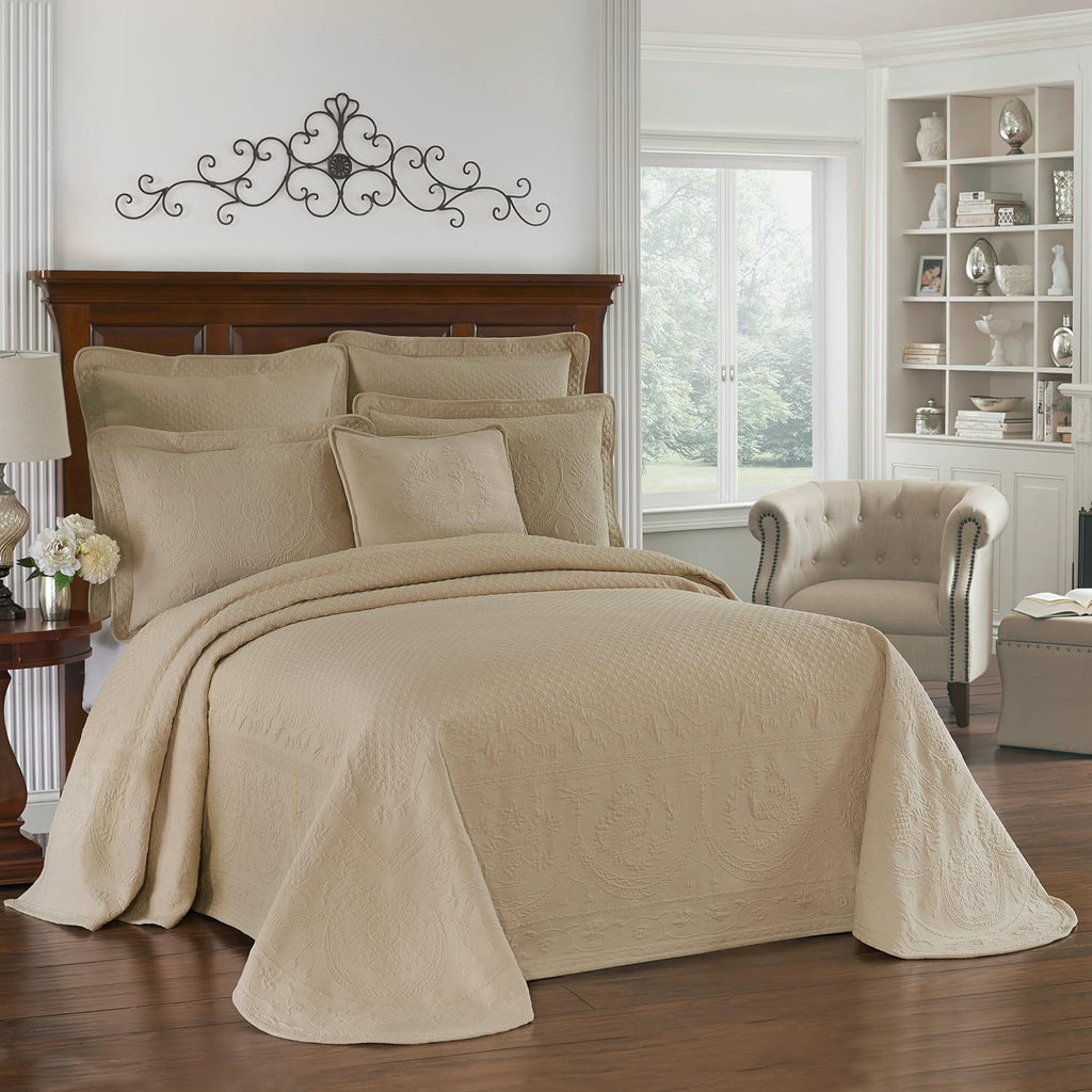 Ivory King Floral Matelasse Bed Spread O3258