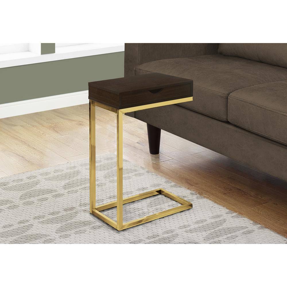 Cappuccino Accent Table with Gold Metal J42438