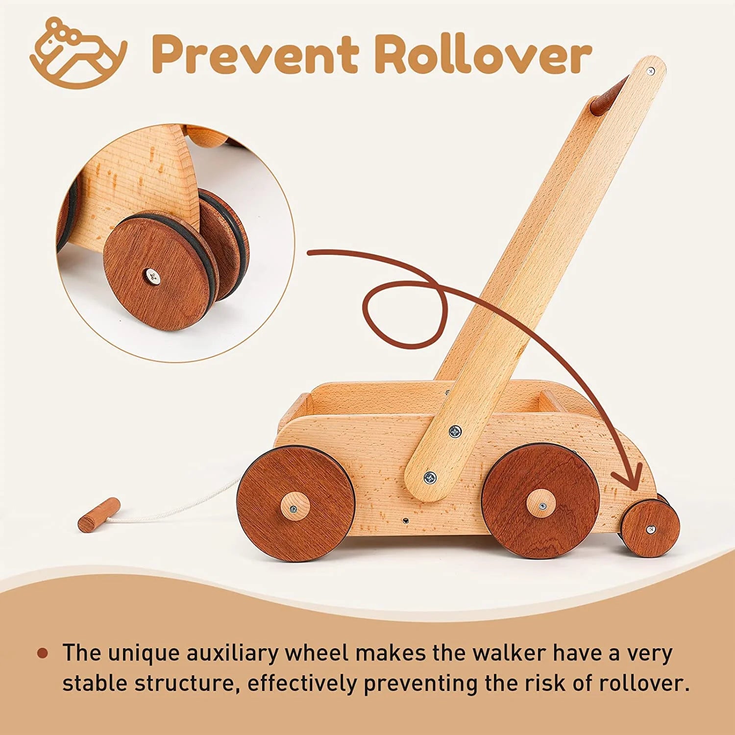 Wooden Baby Walker Push and Pull Toy Wagon Q165683