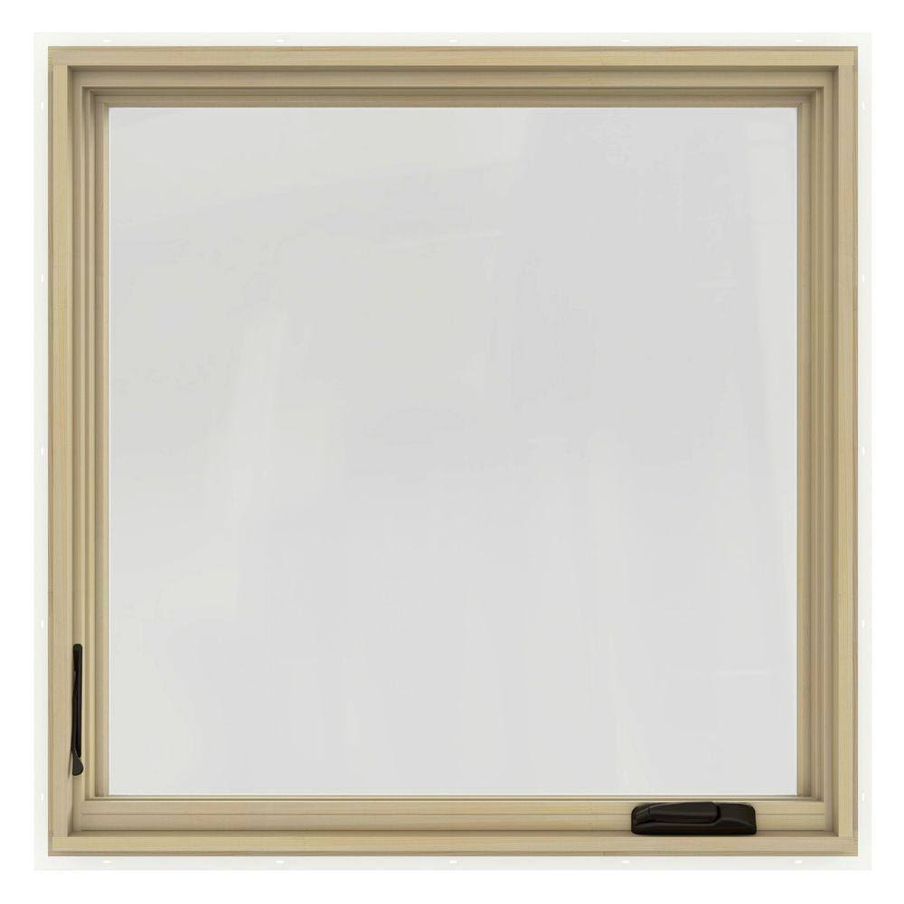 Cream Painted Clad Wood Left-Handed Casement Window with Mesh Screen T7312