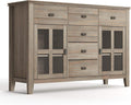 Distressed Grey Solid Pine Wood Sideboard Buffet Credenza with 2 Doors, 6 Drawers and 2 Cabinets A860