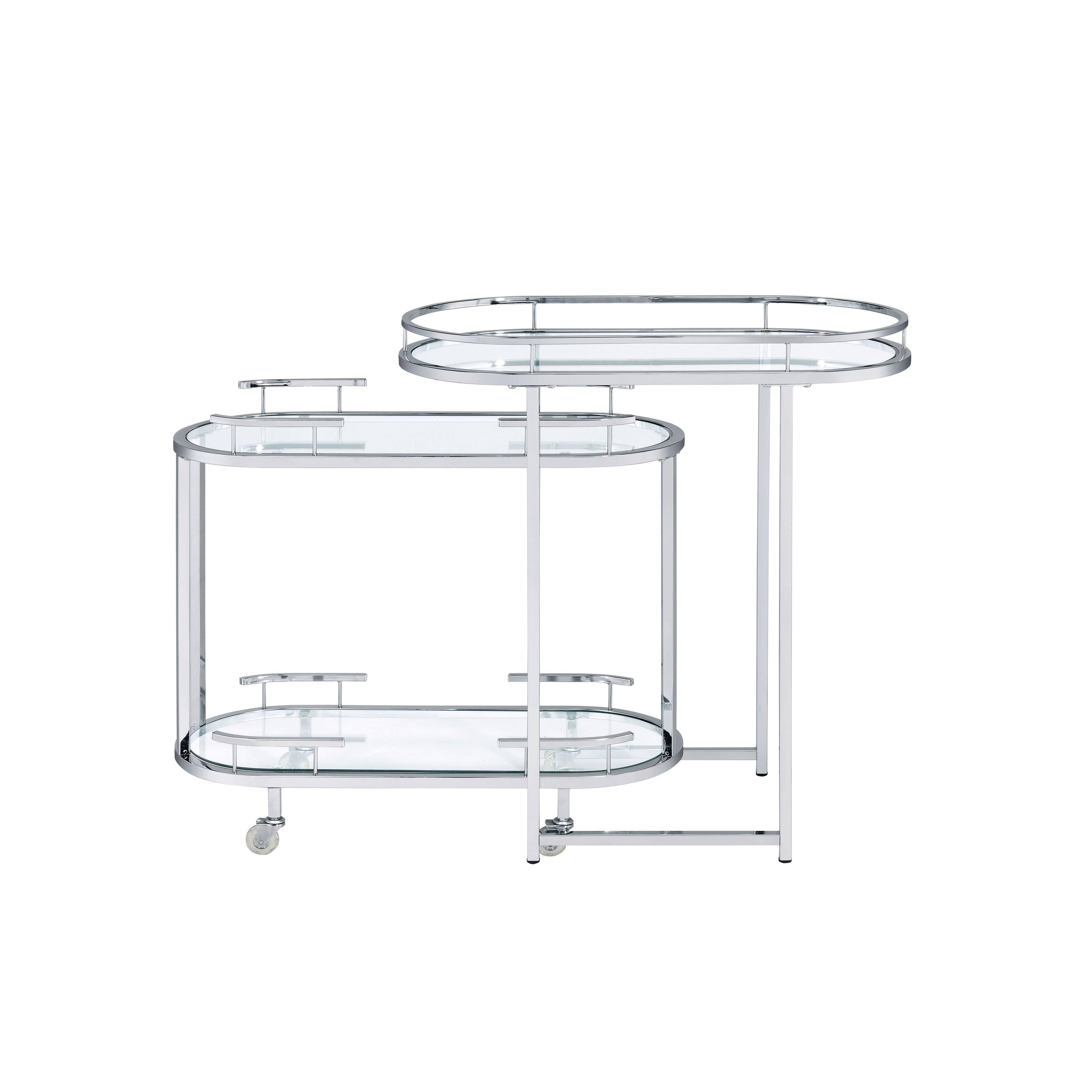 Clear Glass Serving Cart with Chrome Finish H213757