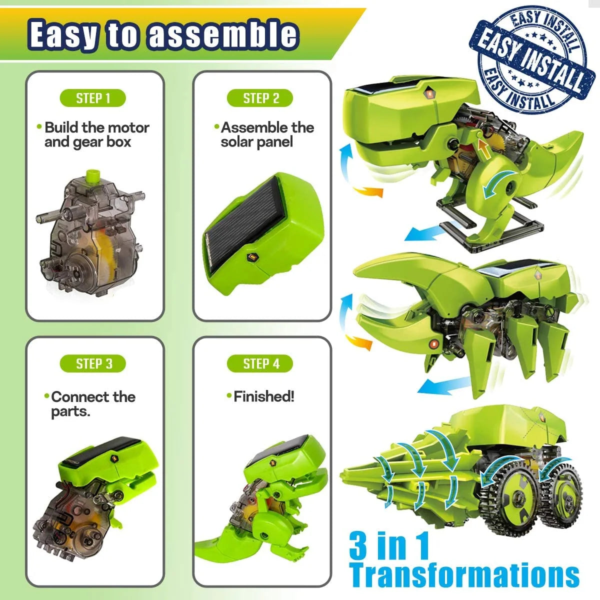 Solar Robot Kit 3-in-1 DIY Dinosaurs Science Kits Toys P8103