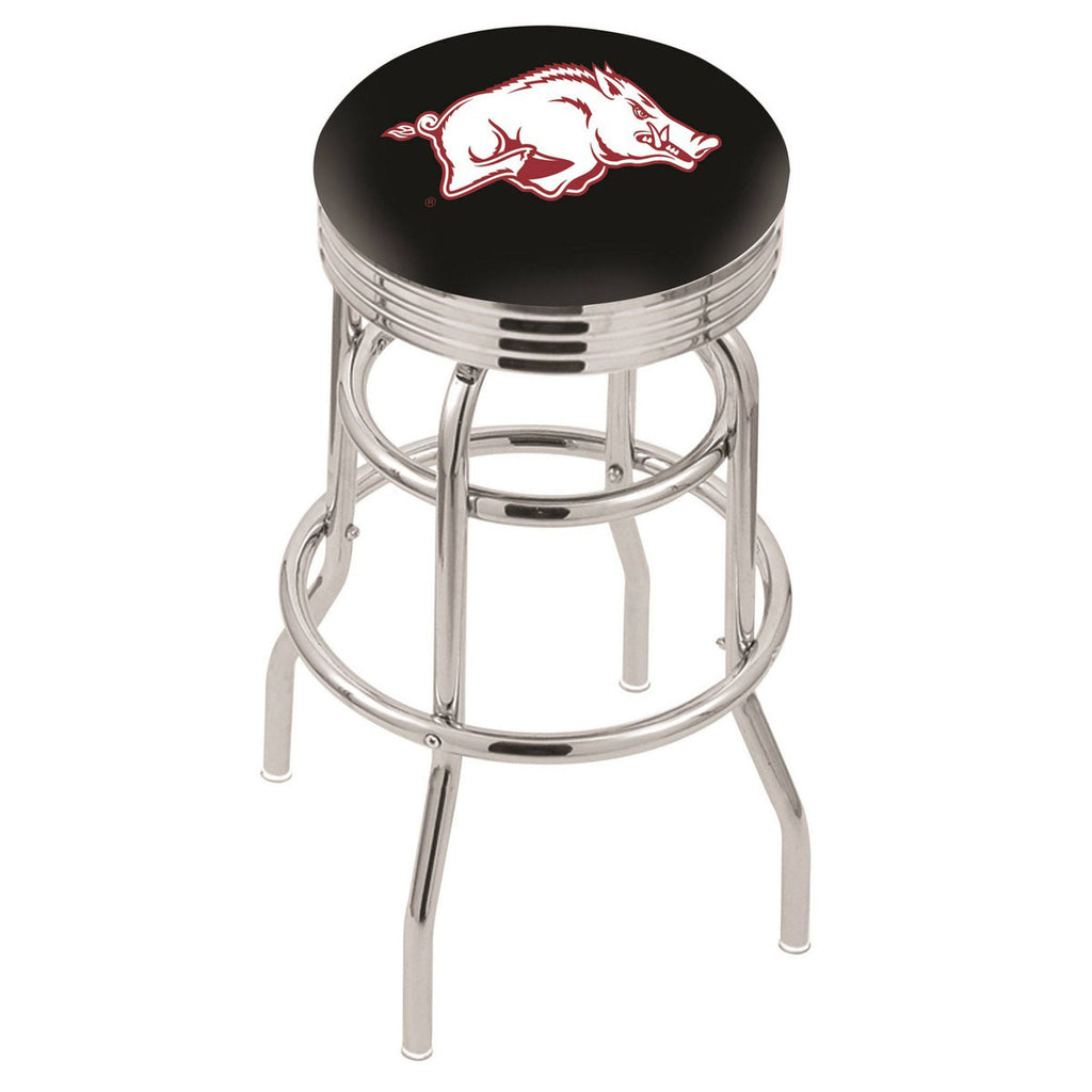 Chrome Double Ring Swivel Bar Stool R1319