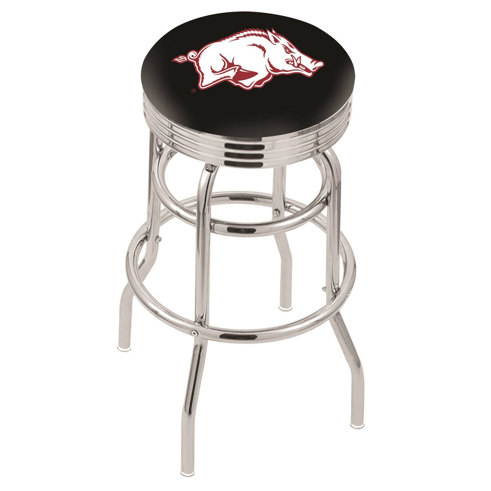Chrome Double Ring Swivel Bar Stool R1319