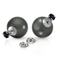 14k Solid Gold Stud Black Diamond & Black Shell Pearl Earrings K6846